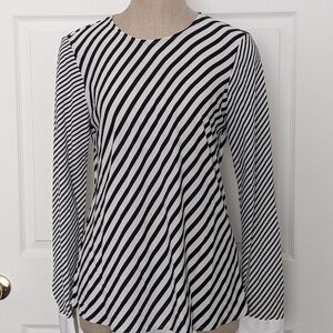 Calvin Klein Black and White Striped Long Sleeve Top